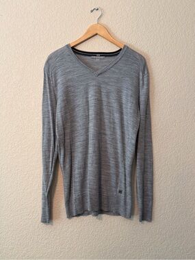 Smartwool Men's V-Neck Sweater in Heather Gray, LG
